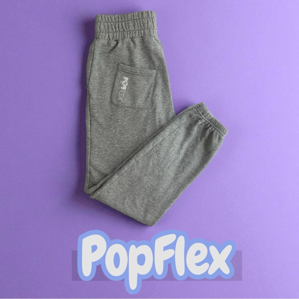 POPFLEX Cloud Rollover Heather Gray Sweatpants Relaxed Fit Cotton womens XS